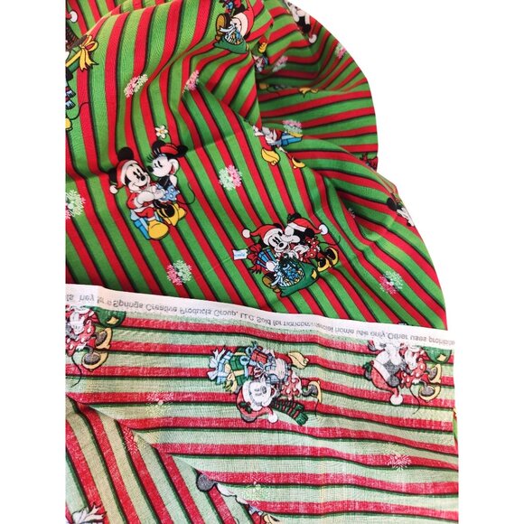 Disney Mickey & Minnie Christmas Stripe Cotton Fabric 1 Yard x 45 Inches - Picture 3 of 11